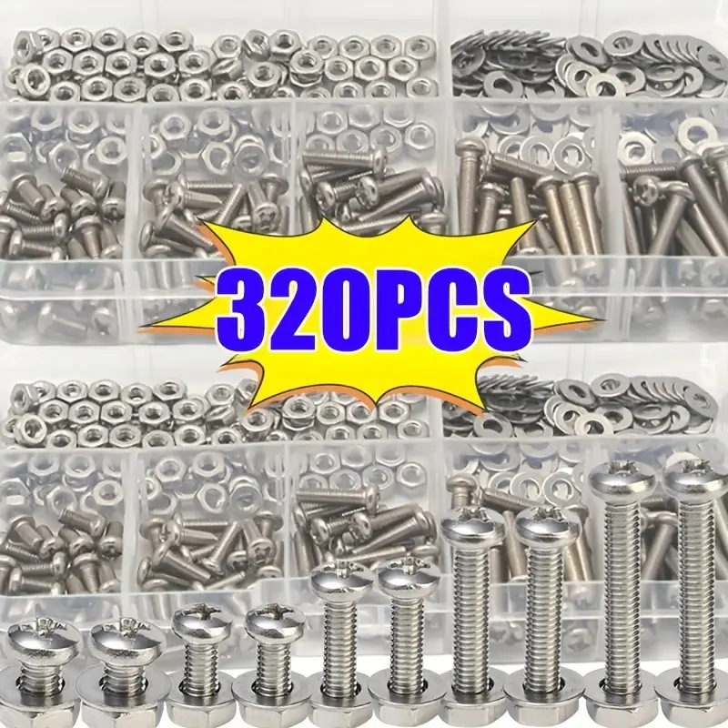 320PCS Hex Nuts & Bolts Set M2 - огляд і ціна Furniture Hardware Nut